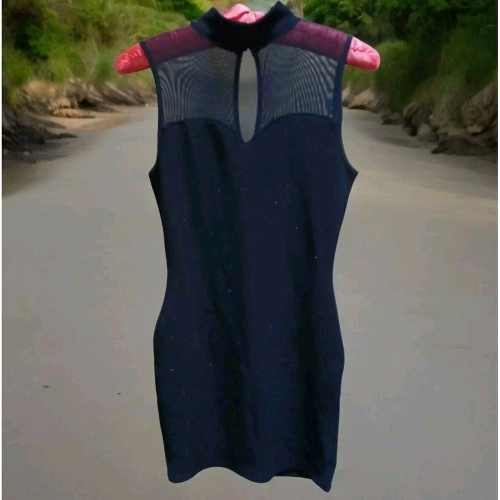 Charlotte Russe Bailey Blue Dress Size S Mock Neck Navy Blue